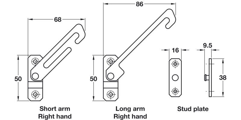 Concealed Restrictor RH Long Arm White