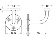 D54mm Handrail Bracket 60mm ZA PC