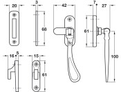 Casement Fastener Mortice/HK Plt Brs PB