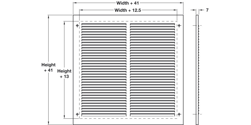 Louvred Air Grille 203x203mm M.St/S.Slv