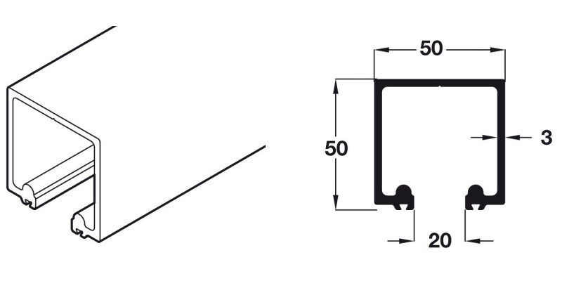 Top Track, for Folding Patio Doors, H&auml;fele Fold 100-U