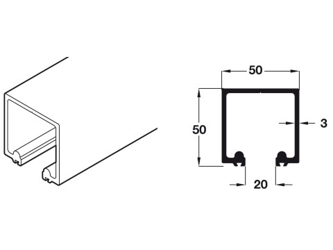 Top Track, for Folding Patio Doors, H&auml;fele Fold 100-U