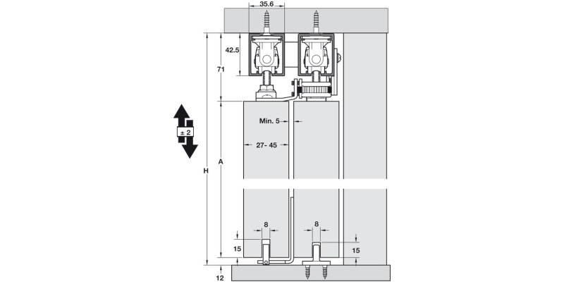 Telescopico Fitting Set 2/3 Doors 80kg
