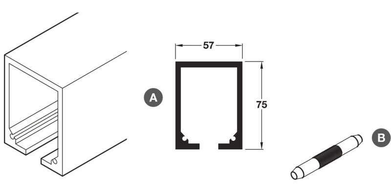 Top Track, for Sliding Interior Doors, Hawa-Junior 250