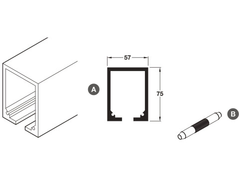 Top Track, for Sliding Interior Doors, Hawa-Junior 250