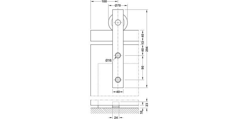 Slido Design 100-S FitSet 1Door 2500mm