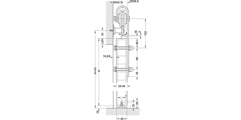Slido Design 100-S FitSet 1Door 2000mm