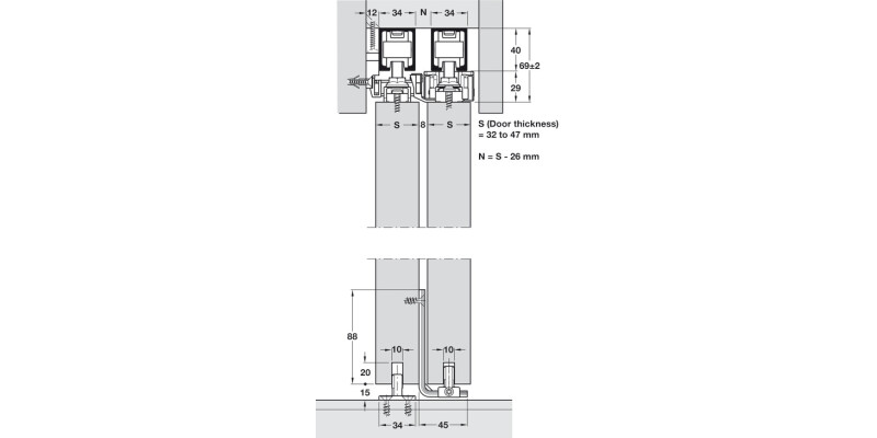 Hawa Telescopic 80/2 Fitting Set