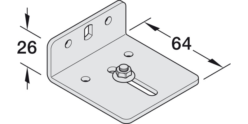 Slido Cls Side Fix Mnt Brkt 64mm