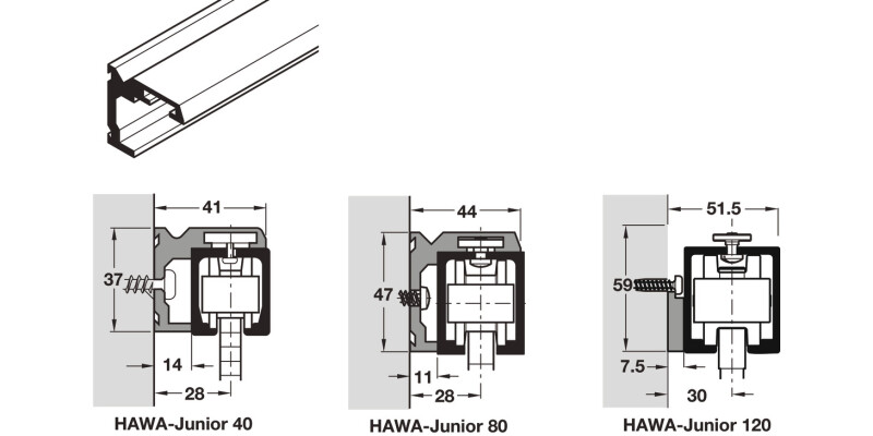 Hawa Junior 40 Side Fixing Profile 3.5m