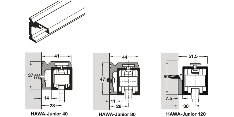 Side Fixing Profiles, for Hawa-Junior Top Tracks