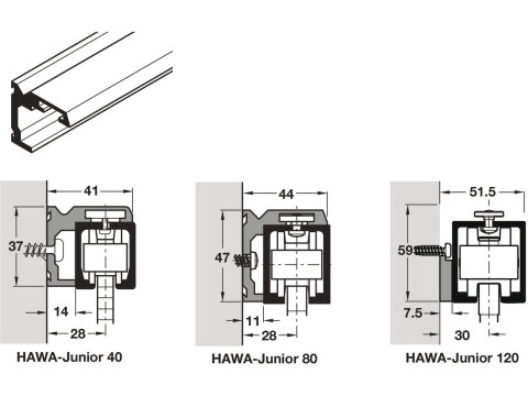 Side Fixing Profiles, for Hawa-Junior Top Tracks