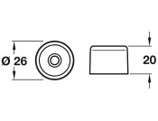 Door Stop/Floor D26x20mm Plastic Nyl