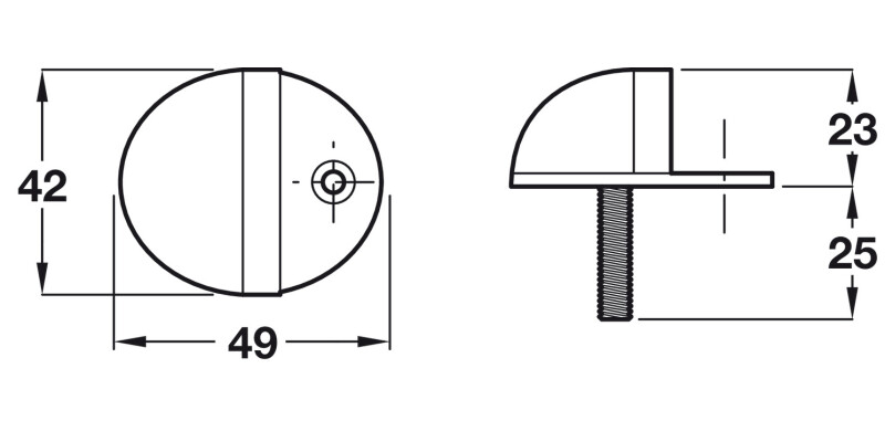 Door Stop/Floor 42x49x23mm Alu/Rub SA