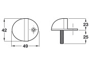 Door Stop/Floor 42x49x23mm Alu/Rub SA