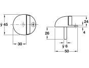 Door Stop/Floor 45x24mm Alu/Rub PAA