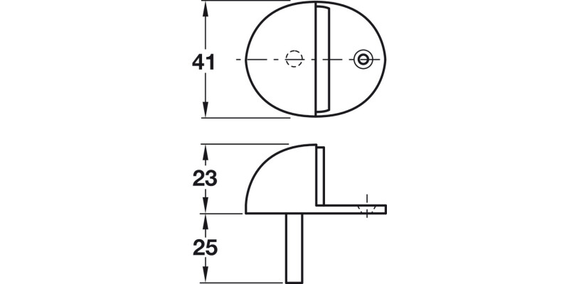 Door Stop/Floor 41x23mm Alu/Rub SAA