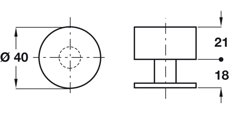 Door Stop/Floor D40/39mm Rubber/SSS