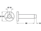 Door Stop/Wall D50x96mm Rub/SSS