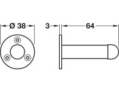 Door Stop/Wall D38x67mm ZA Rub/SN
