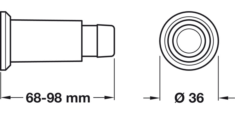 Door Stop/Wall D36x69-98mm Brs/Rub SC