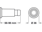 Door Stop/Wall D36x69-98mm Brs/Rub SC