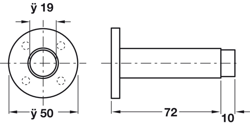 Door Stop/Wall D50x82mm Rub/PSS
