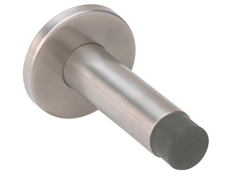 Door Stop, Wall Mounted, Overall Projection 82 mm, Stainless Steel, Rubber Buffe
