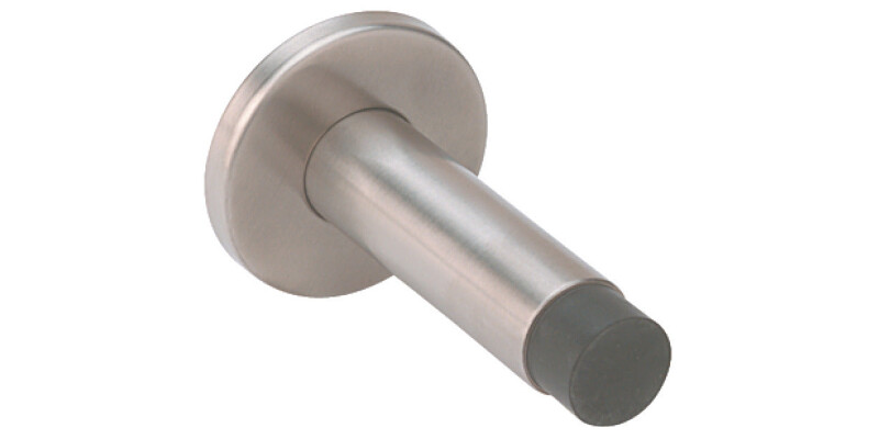 Door Stop, Wall Mounted, Overall Projection 82 mm, Stainless Steel, Rubber Buffe