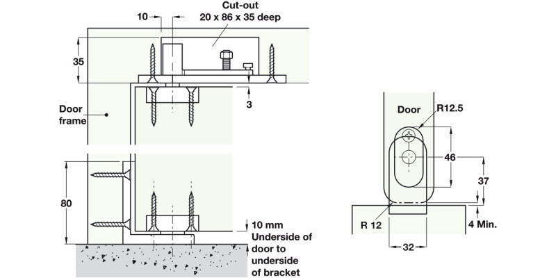 Dbl Action Pivot Set - Frame MD 304 SSS