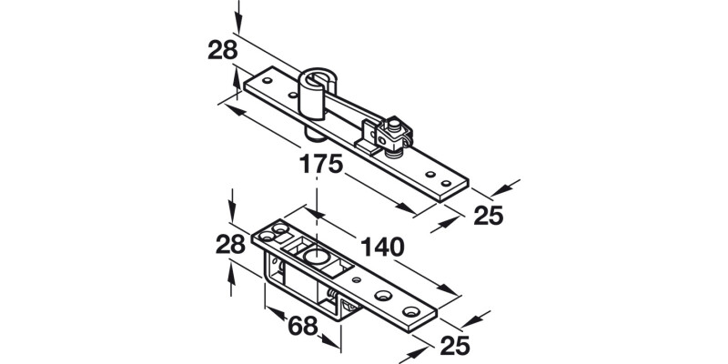 Geze Dbl Act Top Centre 30-50mm Heavy