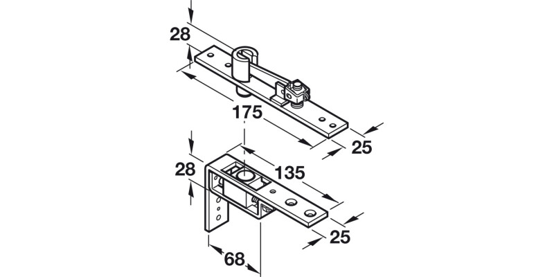 Geze Dbl Act Top Centre 36-58mm Standard