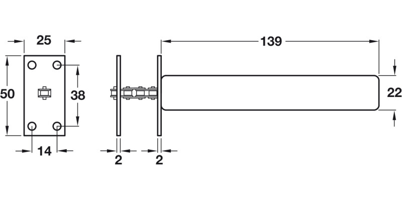 Concealed Jamb Closer Square Plts EB