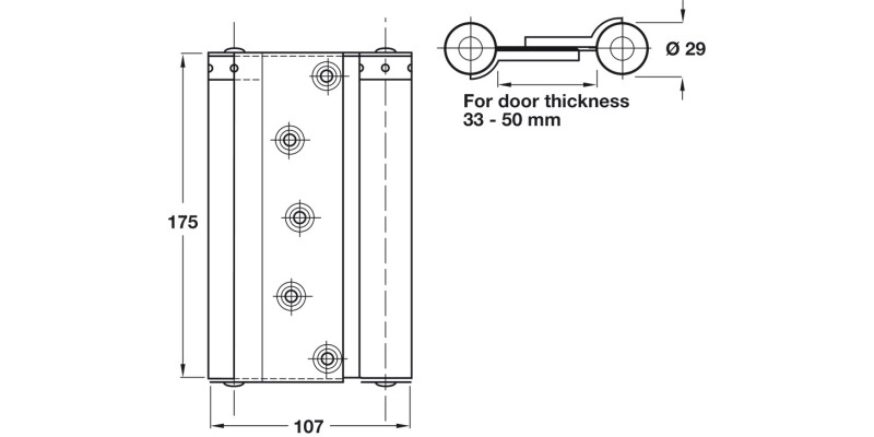 Spring Hinge Dbl Act 175x107mm SS
