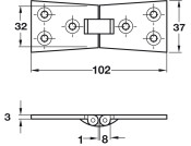 Counterflap Hinge 102x32/37mm Brass PB