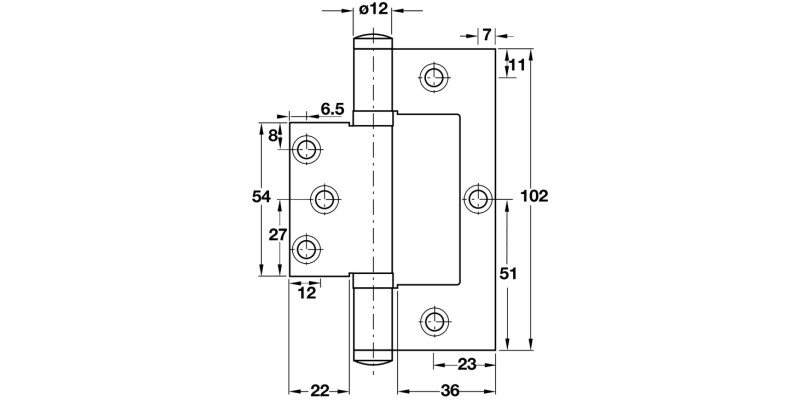 Flush Hinge 102x70mm 201 SS PSS