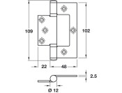 Flush Hinge 102x70mm 201 SS PSS
