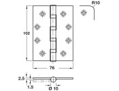 Phoenix SL Butt Hng Sq 102x76mm 304 SSS