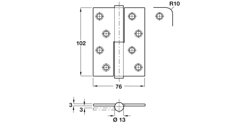 Butt Hinge LiftOff 102x76mm ACW 304 SSS