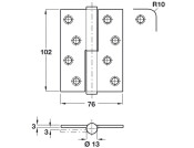 Butt Hinge LiftOff 102x76mm ACW 304 SSS