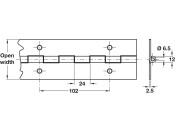 HD Continuous Hinge 2000x76mm CP4 SS