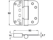 3D Adjustable Hinge 92x93mm Gold