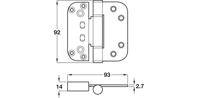 3D Adjustable Hinge 92x93mm Silver