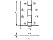 Butt Hinge BB 101x75mm Brass PB