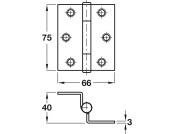 Storm Proof Cranked Hinge 75x66mm Brs PB