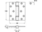 Hi-Load Butt Hinge Rad 100x88mm St BZP