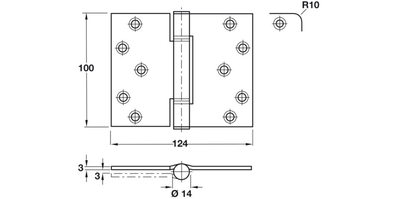 Hi-Load 3k Butt Hinge 100x124mm 304 SSS