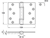 Hi-Load 3k Butt Hinge 100x124mm 304 SSS