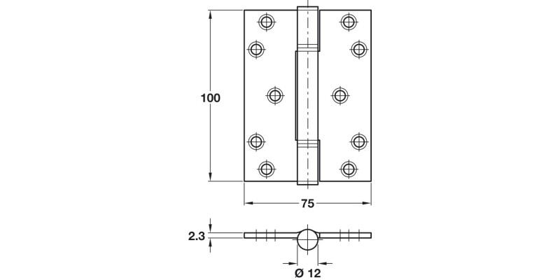 Hi-Load Butt Hinge Sqr 100x75mm St Black