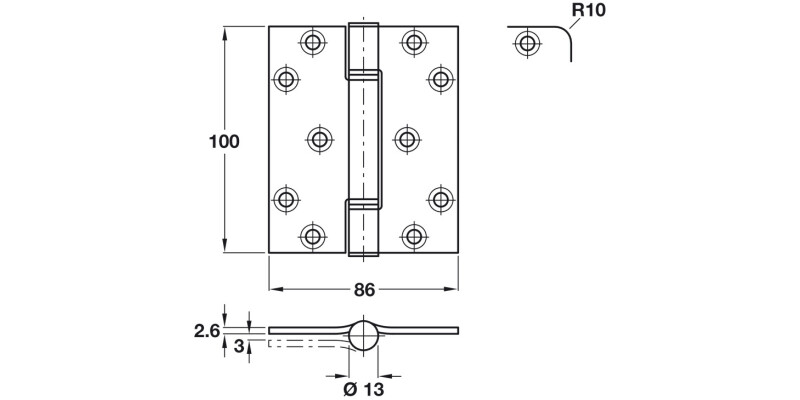 Hi-Load Butt Hinge Sqr 100x86mm 304 SSS